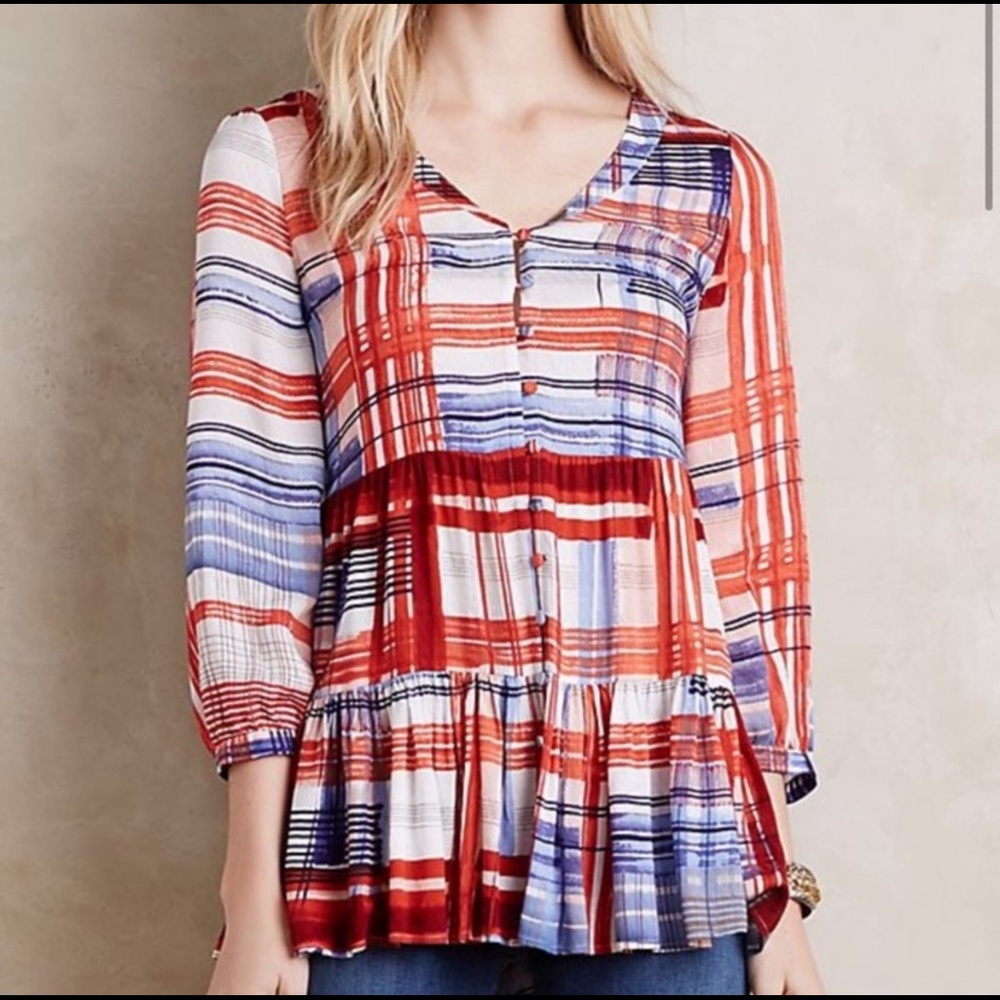 Maeve Anthropologie Lila Tiered Tunic